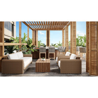 Tibi Natural  Handwoven Wicker Outdoor Sofa, view 2