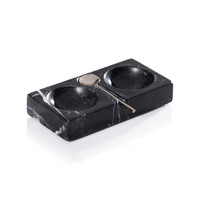 Black Marble Salt & Pepper Dish Spoon - Shaker Top View | Bone & Brass