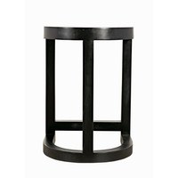 Hand-rubbed black mahogany Saddle counter stool with curved seat and base, 26"H.