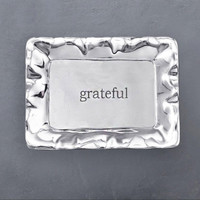 Giftables Vento Rectangular Engraved Tray ("grateful") - Tray Top View | Bone & Brass