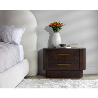 Ezekiel Dark Brown Burl Nightstand - Nightstand Drawer Detail | Bone & Brass