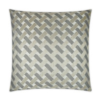 Atlantic Throw Pillow, 24x24, in ivory and pewter with a geometric woven pattern.