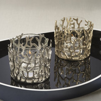 Coral Sea Brass Hurricane w/ Glass Insert - Hurricane Glass Detail | Bone & Brass