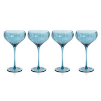 Madden Blue Cocktail Glasses, Set 4 - Glass Side View | Bone & Brass