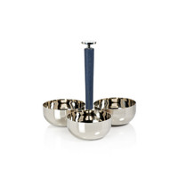 Laguna Nickel & Navy Leather Condiment Set | Bone & Brass