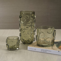 Celeste Tall Olive Green Glass Vase/Hurricane - Vase Detail | Bone & Brass