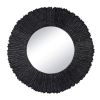 36" round Slate Black Mirror with a textured, rugged frame, inspired by natural slate stone.