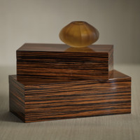 Bambara Ebony Decorative Box, Large - Box Detail | Bone & Brass