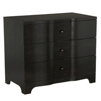 Ebony or dark walnut Claud chest with three waved drawers and round pulls.