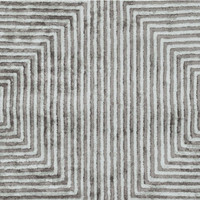 Charcoal grey and light grey striped rug with a modern hand-tufted design.