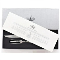 Laguiole XL Carving Set Olive Wood Handle Shiny Finish - Set Detail | Bone & Brass
