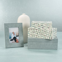 Carpi Slate Blue Suede Picture Frame - Frame Side View | Bone & Brass