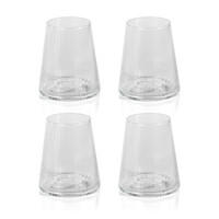 Benji Ribbed Taper Up Textured Glasses, Set 4 - Glass Side View | Bone & Brass