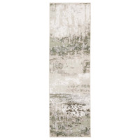 Caravan Beige & Green Contemporary Rug, a power-loomed polyester runner with a textured, multi-level surface.