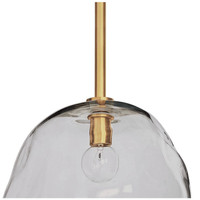 Molten Large Smoke Glass Pendant with natural brass pipe and exposed bulb.