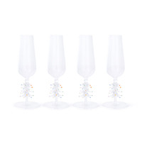 Treetop Cheers Glass Champagne Flutes - Holiday Stemware, Set of 4, view 6
