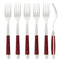 Forge de Laguiole Forks Fabric Series Burgundy - Fork Detail | Bone & Brass