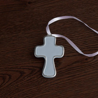 Encanto Athens Cross Ornament (Slate) - Side View | Bone & Brass