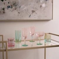 Glass Aquarelle Double Old Fashioned Set 4 (Multi) - Glass Side View | Bone & Brass