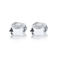 Doris Clear Crystal Tealight Candle Holders, Set of 2 - Tealight Holder Side View | Bone & Brass