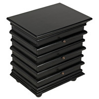 Ascona Hand Rubbed Black mahogany side table with three drawers and coordinating hardware.