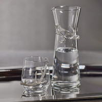 Davos Glass Carafe Pewter Antler - Carafe Side View | Bone & Brass