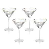 Kamarone Triangular Martini Glasses with Gold Rim, Set of 4 - Glass Close Up | Bone & Brass