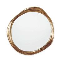 Ibiza Mirror with an organic, undulating antique gold frame, 31.5" H x 30.25" W.