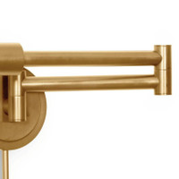 Noble Swing Arm Task Sconce in natural brass, featuring multiple pivoting joints and full metal construction.