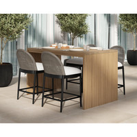 Calandri Grey Wicker & Cream Outdoor Counter Stool, view 2