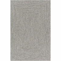 Chesapeake Bay Gray Outdoor Rug, a rectangular, braided polypropylene rug with a textured gray and cream weave.