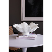 White Havana Aries Large Pedestal Bowl - Bowl Top View | Bone & Brass