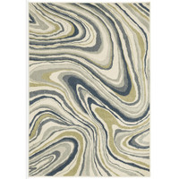 Branson Ivory & Blue Abstract Rug, power-loomed polypropylene with swirling navy, soft blue, moss green, and neutral tones.