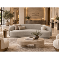 Kendra Warm Grey Boucle Curved Sofa, view 3