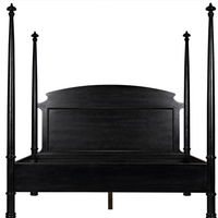 Douglas Four Poster Bed, hand-carved solid mahogany with hand-rubbed black finish, decorative finials.