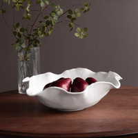 Vida Havana Extra Large Round Centerpiece (White) - Bowl Side View | Bone & Brass