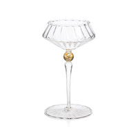 Odum Light Amber Fluted Coupe Glasses, Set of 4 | Bone & Brass