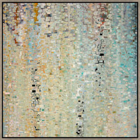 Abstract giclee painting, "Resolution I," by Mark Lawrence, featuring sunlit movement with coastal elegance.