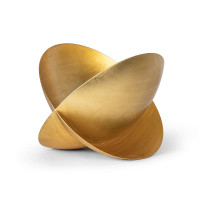 Jaden Gold Leaf decorative object with two intersecting shallow domes, midcentury sculptural design.