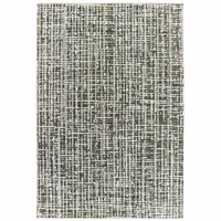 Bowen Grey & Ivory Casual Rug with a textured, high/low geometric pattern, power-loomed polypropylene/polyester blend.