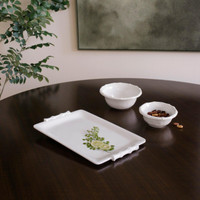 Vida White Bamboo Rectangular Serving Tray - Tray Detail | Bone & Brass