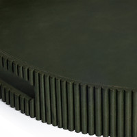 Round Fluted Green Leather Tray - Tray Side View | Bone & Brass