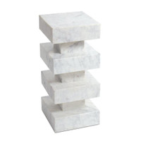 Charli Marble Accent Table - White | Bone & Brass