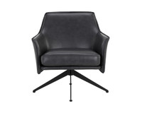 Crosby Swivel Alpine Black Leather Lounge Chair