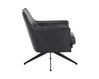 Crosby Swivel Alpine Black Leather Lounge Chair
