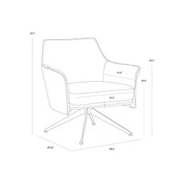 Crosby Swivel Alpine Black Leather Lounge Chair, view 4
