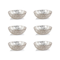 Luminara Golden Silver Fusion Deep Glass Bowls, Set 6 - Bowl Side View | Bone & Brass