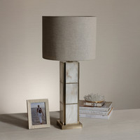 Golden Shore Alabaster Table Lamp with Shade - Lamp Base Detail | Bone & Brass