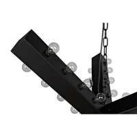 Cruzar Black Steel Chandelier, a handcrafted metal ceiling light with multiple small bulbs and a chain.