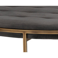 Ethel Tufted Charcoal Gray Round Ottoman - Ottoman Side View | Bone & Brass